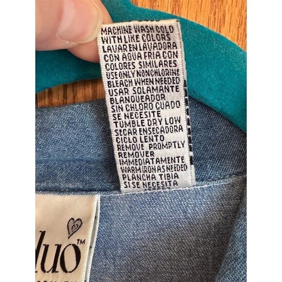 Duo Maternity Button Up Shirt Blue Collared Short Sleeve L - Picture 4 of 4